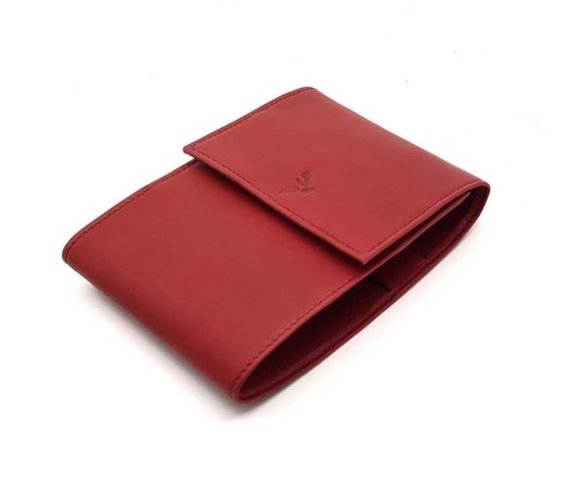 La Guêpe - Petite Maroquinerie - Porte chéquier "Luxe" tout cuir rouge - talon latéral - PM-030-01