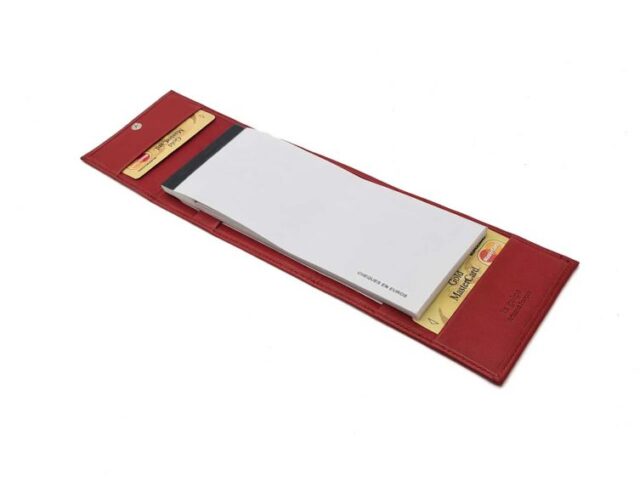 La Guêpe - Petite Maroquinerie - Porte chéquier "Luxe" tout cuir rouge - talon latéral - PM-030-01