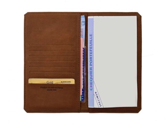 La Guêpe - Petite Maroquinerie - Porte chéquier portefeuille cuir fauve - 9225
