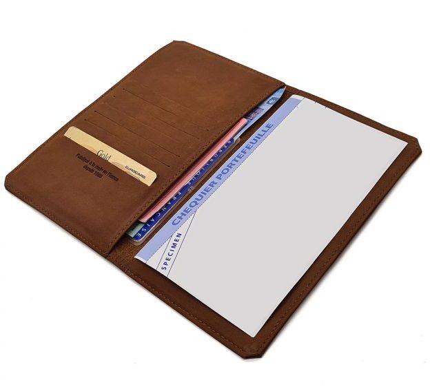 La Guêpe - Petite Maroquinerie - Porte chéquier portefeuille cuir fauve - 9225