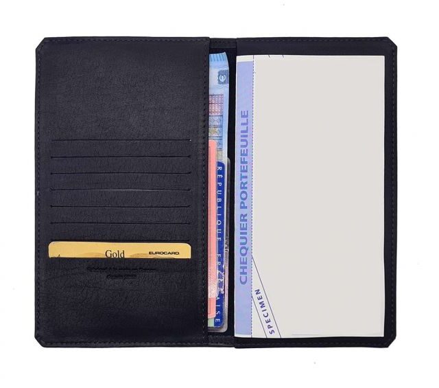 La Guêpe - Petite Maroquinerie - Porte chéquier portefeuille cuir marine - 9225