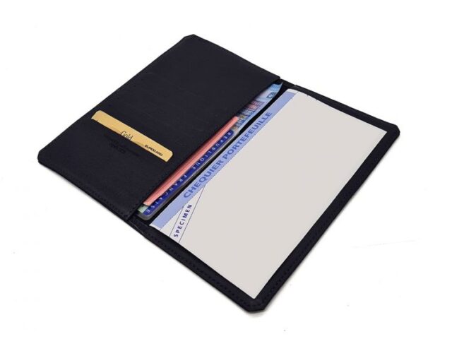 La Guêpe - Petite Maroquinerie - Porte chéquier portefeuille cuir marine - 9225