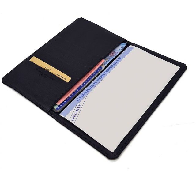 La Guêpe - Petite Maroquinerie - Porte chéquier portefeuille cuir marine - 9225