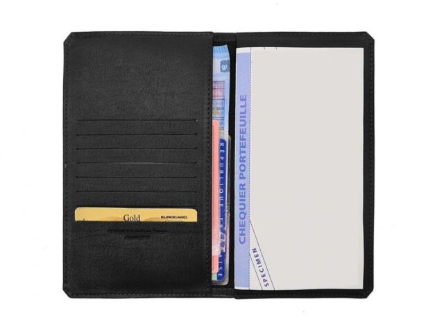 La Guêpe - Petite Maroquinerie - Porte chéquier portefeuille cuir noir - 9225