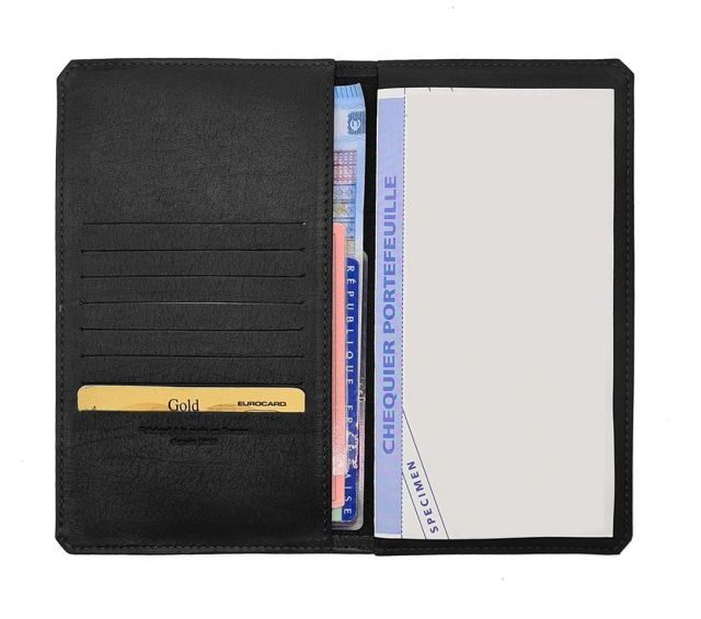 La Guêpe - Petite Maroquinerie - Porte chéquier portefeuille cuir noir - 9225