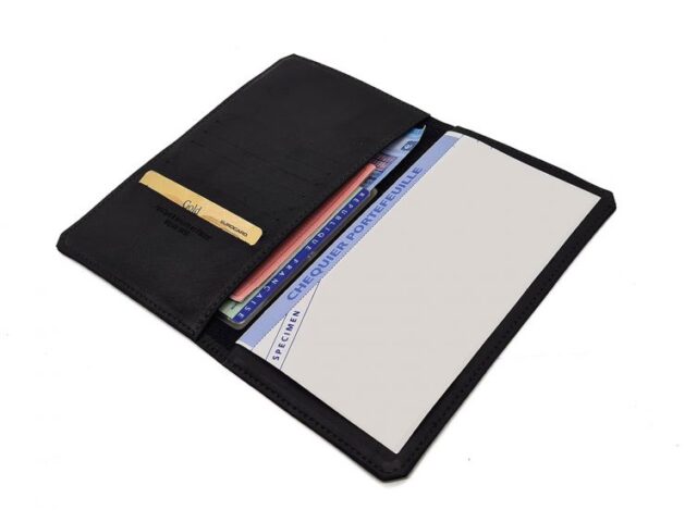 La Guêpe - Petite Maroquinerie - Porte chéquier portefeuille cuir noir - 9225