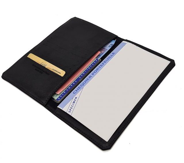 La Guêpe - Petite Maroquinerie - Porte chéquier portefeuille cuir noir - 9225