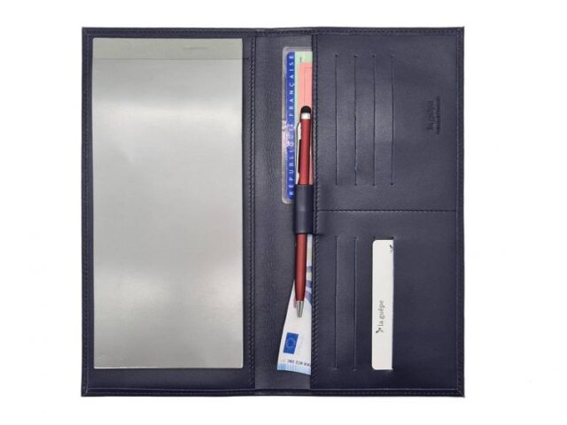 La Guêpe - Petite Maroquinerie - Porte chéquier PROFESSIONNEL "Luxe" tout cuir bleu - PM-029-01
