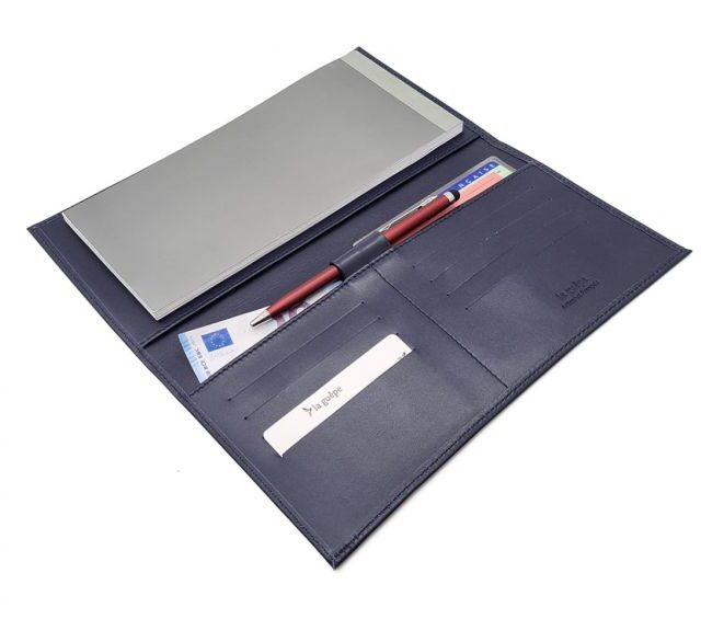 La Guêpe - Petite Maroquinerie - Porte chéquier PROFESSIONNEL "Luxe" tout cuir bleu - PM-029-01
