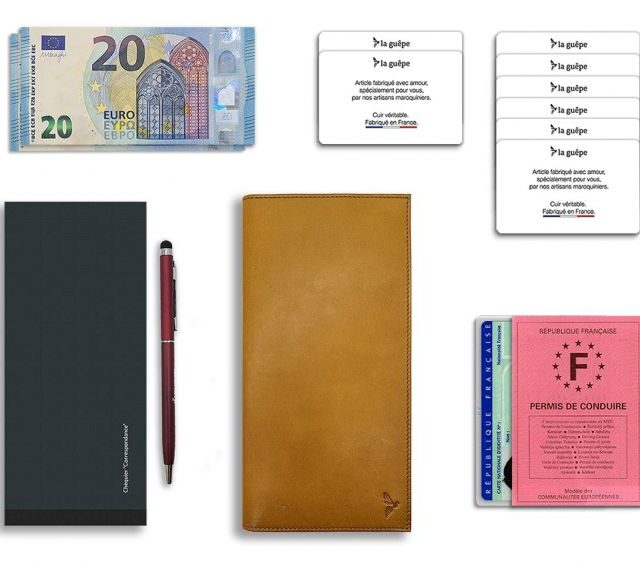 La Guêpe - Petite Maroquinerie - Porte chéquier PROFESSIONNEL "Luxe" tout cuir gold - PM-029-01