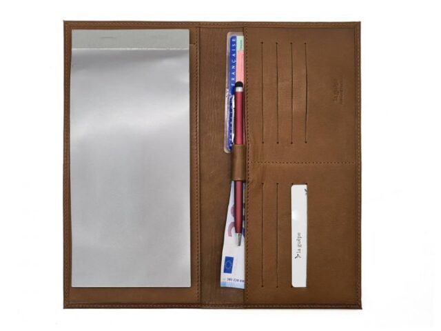 La Guêpe - Petite Maroquinerie - Porte chéquier PROFESSIONNEL "Luxe" tout cuir marron - PM-029-01