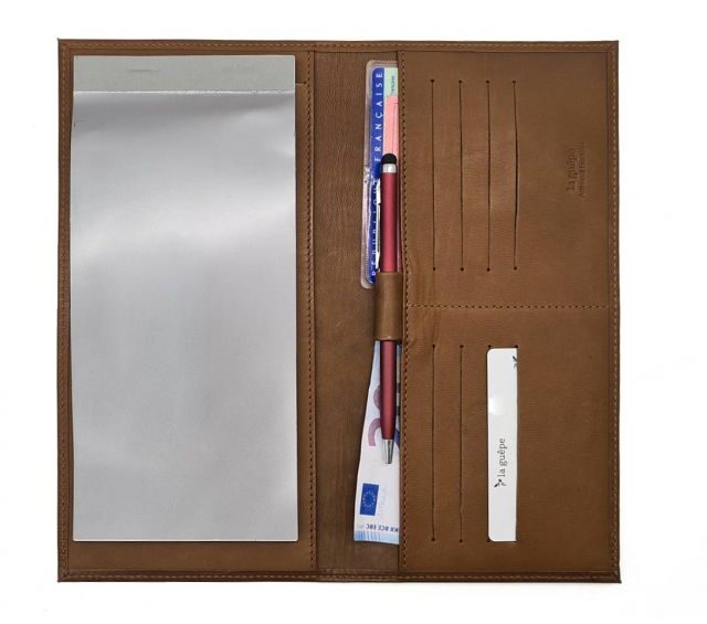 La Guêpe - Petite Maroquinerie - Porte chéquier PROFESSIONNEL "Luxe" tout cuir marron - PM-029-01