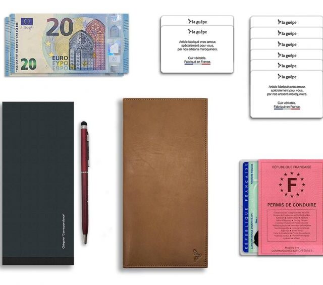 La Guêpe - Petite Maroquinerie - Porte chéquier PROFESSIONNEL "Luxe" tout cuir marron - PM-029-01