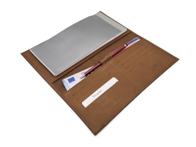 La Guêpe - Petite Maroquinerie - Porte chéquier PROFESSIONNEL "Luxe" tout cuir marron - PM-029-01
