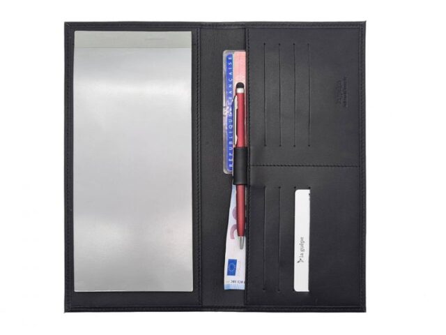 La Guêpe - Petite Maroquinerie - Porte chéquier PROFESSIONNEL "Luxe" tout cuir noir - PM-029-01