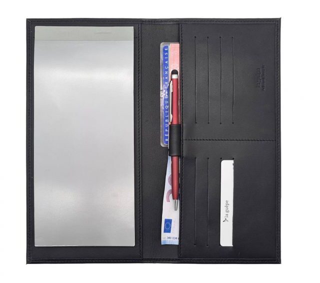 La Guêpe - Petite Maroquinerie - Porte chéquier PROFESSIONNEL "Luxe" tout cuir noir - PM-029-01