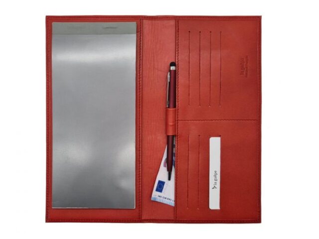 La Guêpe - Petite Maroquinerie - Porte chéquier PROFESSIONNEL "Luxe" tout cuir rouge - PM-029-01