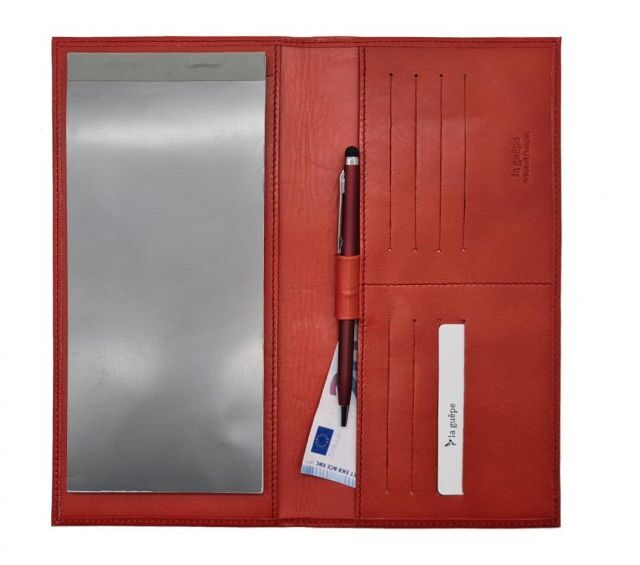 La Guêpe - Petite Maroquinerie - Porte chéquier PROFESSIONNEL "Luxe" tout cuir rouge - PM-029-01
