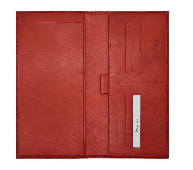 La Guêpe - Petite Maroquinerie - Porte chéquier PROFESSIONNEL "Luxe" tout cuir rouge - PM-029-01