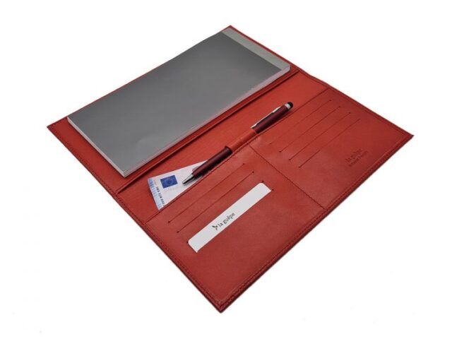 La Guêpe - Petite Maroquinerie - Porte chéquier PROFESSIONNEL "Luxe" tout cuir rouge - PM-029-01