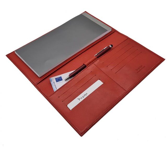 La Guêpe - Petite Maroquinerie - Porte chéquier PROFESSIONNEL "Luxe" tout cuir rouge - PM-029-01