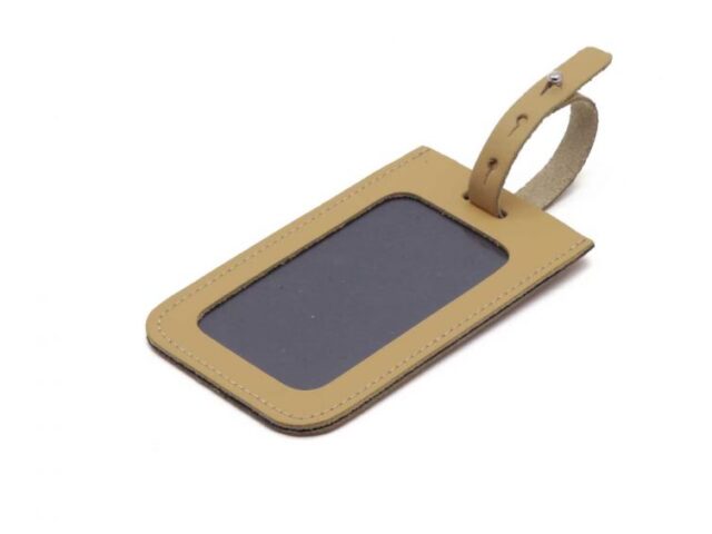 Lavoisier Maroquinier - Porte étiquette en cuir beige café latte