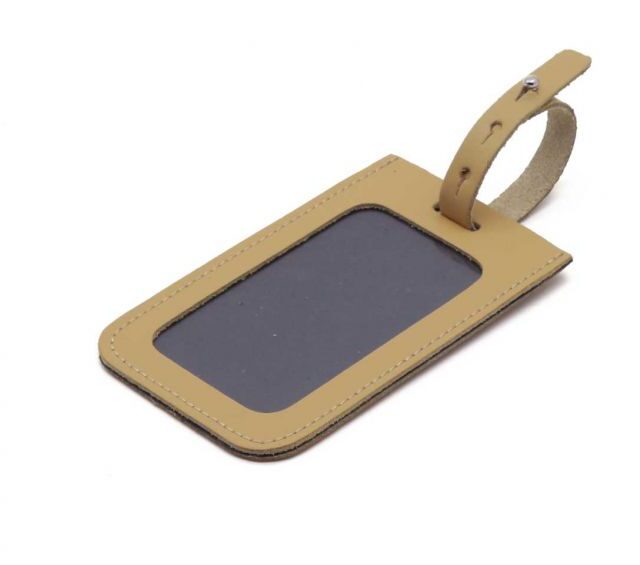 Lavoisier Maroquinier - Porte étiquette en cuir beige café latte