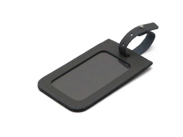 Lavoisier Maroquinier - Porte étiquette en cuir gris fer