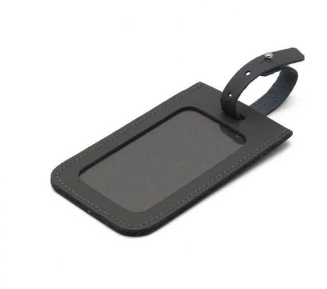 Lavoisier Maroquinier - Porte étiquette en cuir gris fer