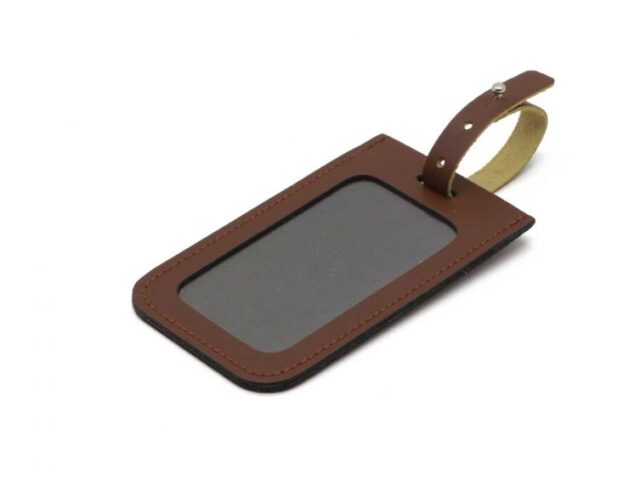 Lavoisier Maroquinier - Porte étiquette en cuir marron