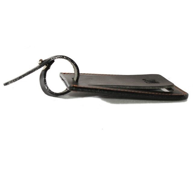 Lavoisier Maroquinier - Porte étiquette en cuir marron