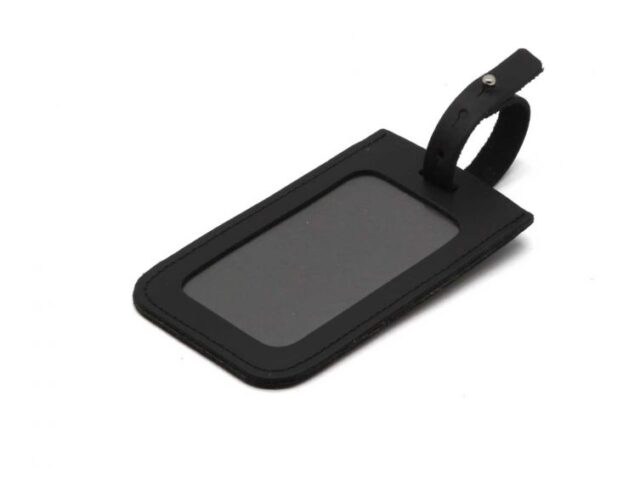 Lavoisier Maroquinier - Porte étiquette en cuir noir