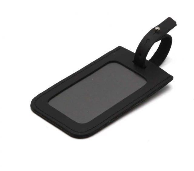 Lavoisier Maroquinier - Porte étiquette en cuir noir