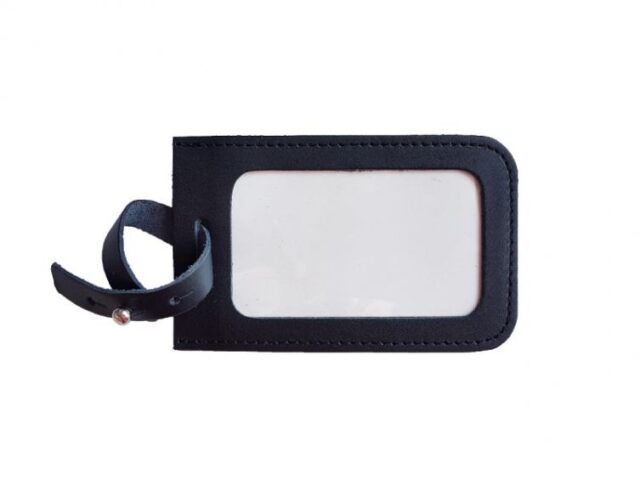 Lavoisier Maroquinier - Porte étiquette en cuir noir
