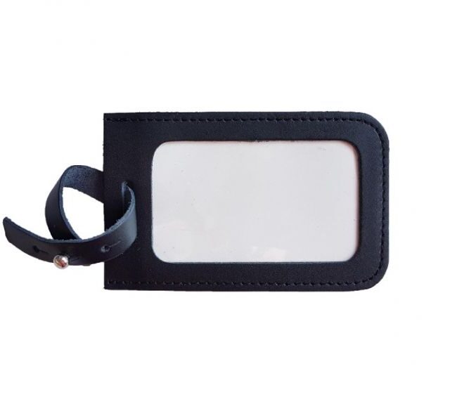Lavoisier Maroquinier - Porte étiquette en cuir noir