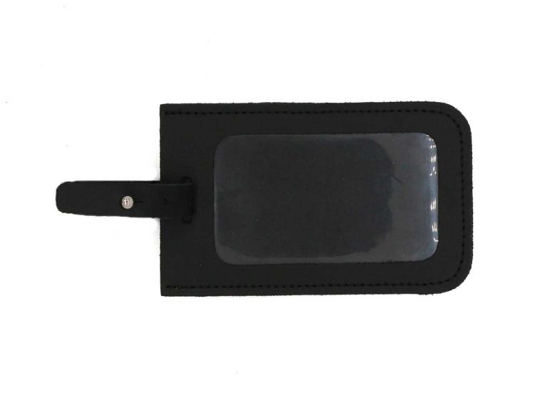 porte etiquette en cuir noir Lavoisier Maroquinier - Porte étiquette en cuir noir