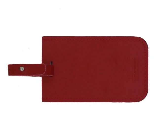 Lavoisier Maroquinier - Porte étiquette en cuir rouge coquelicot