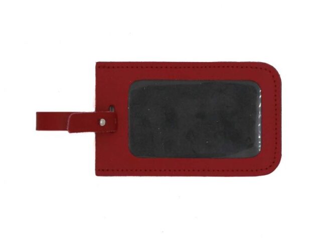 LAVOISIER Maroquinier - Porte étiquette en cuir rouge coquelicot