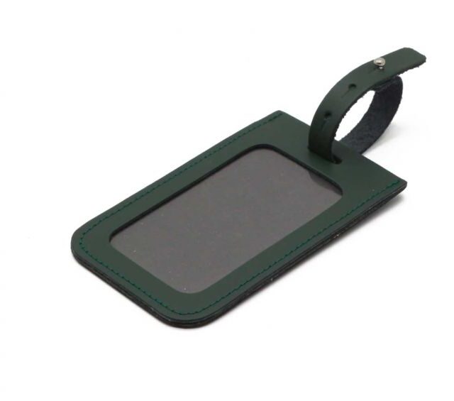 Lavoisier Maroquinier - Porte étiquette en cuir vert anglais