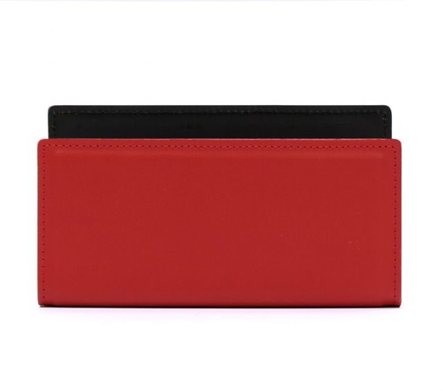 Lavoisier Maroquinier - Porte lettres en cuir rouge coquelicot