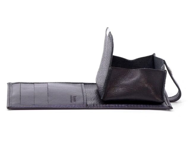 La Guêpe - Petite Maroquinerie - Porte-monnaie carré à rabat cuir noir - 012