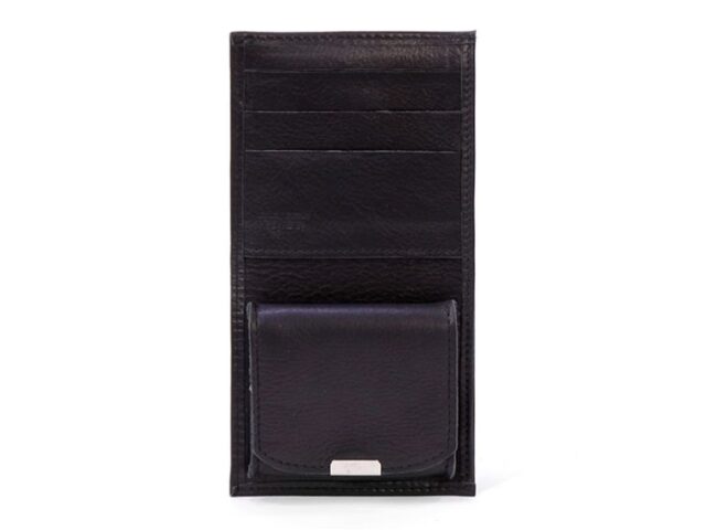 La Guêpe - Petite Maroquinerie - Porte-monnaie carré à rabat cuir noir - 012