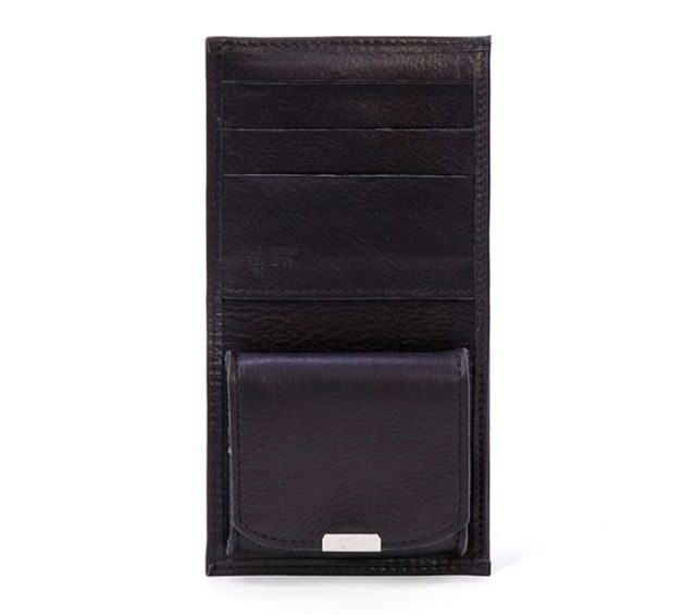 La Guêpe - Petite Maroquinerie - Porte-monnaie carré à rabat cuir noir - 012