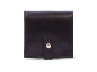La Guêpe - Porte-monnaie carré à rabat cuir noir  012