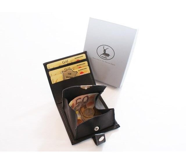 La Guêpe - Petite Maroquinerie - Porte-monnaie carré à rabat cuir noir - 012