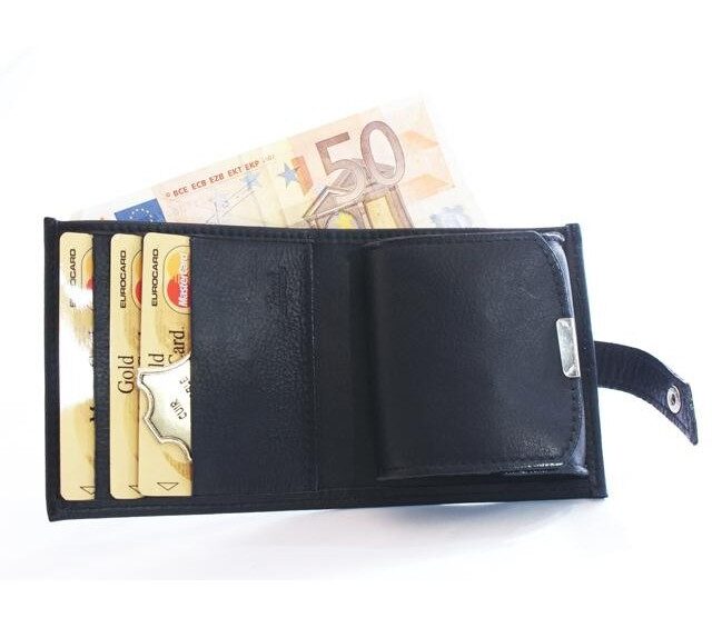 La Guêpe - Petite Maroquinerie - Porte-monnaie carré à rabat cuir noir - 012