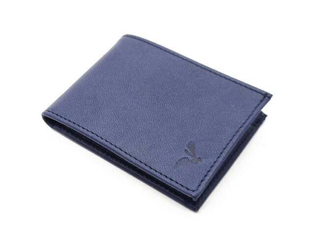 La Guêpe - Petite Maroquinerie - Porte monnaie à l'italienne "Luxe" 3 volets tout cuir bleu - PM-036-01