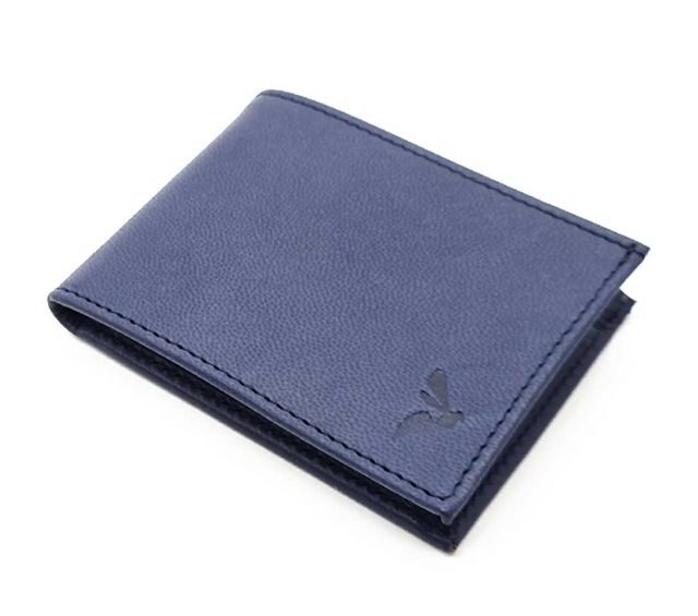 La Guêpe - Petite Maroquinerie - Porte monnaie à l'italienne "Luxe" 3 volets tout cuir bleu - PM-036-01