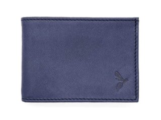 La Guêpe - Porte monnaie à l’italienne “Luxe” 3 volets tout cuir bleu – PM-036-01