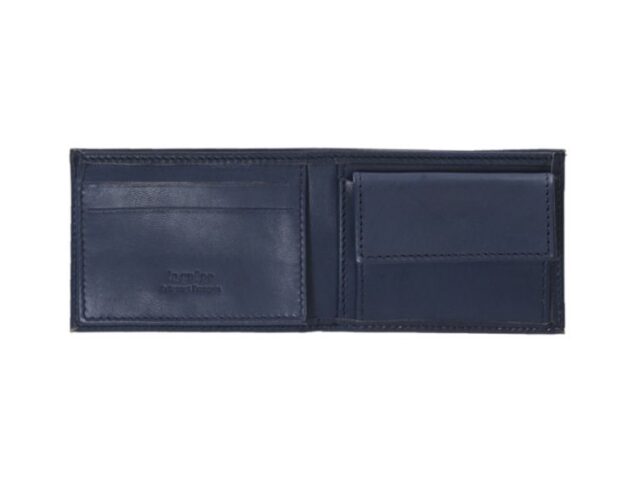 La Guêpe - Petite Maroquinerie - Porte monnaie à l'italienne "Luxe" 3 volets tout cuir bleu - PM-036-01